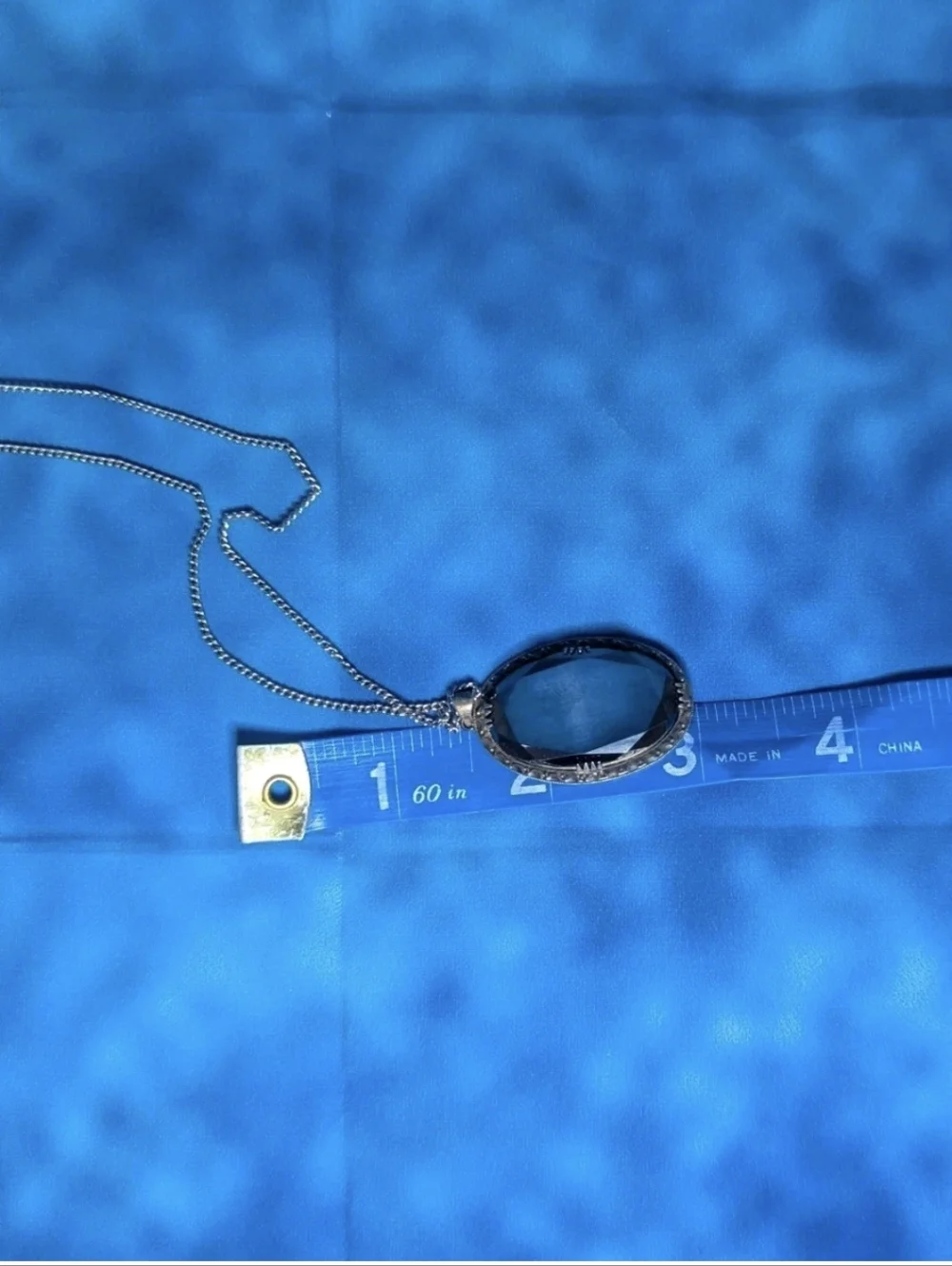 Vintage 60s Japanese Estate Necklace Stamped Silver With Gemstone Pendant